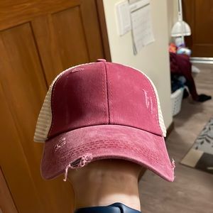 NWOT Distressed Ponytail Hat